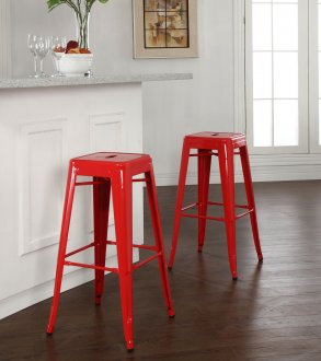 Promenade Bar Stool Set of 2 in Red, Gray or White by Modway