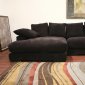 Dark Brown Ribbed Velvety Microfiber Modern Sectional Sofa