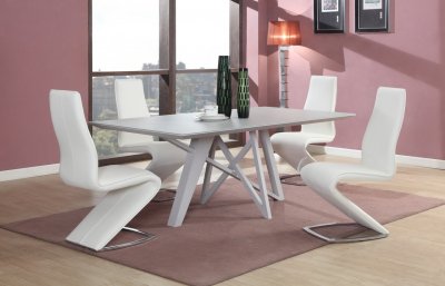 Katie Dining Table in Grey 5Pc Set by Chintaly w/Tara Chairs