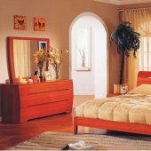 Two-Tone Cherry Finish Modern Bedroom Set