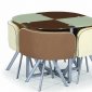 Beige & Brown Two-Tone 5Pc Modern Dining Set w/Glass Top