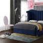 Flora Upholstered Bed in Navy Velvet Fabric by Meridian