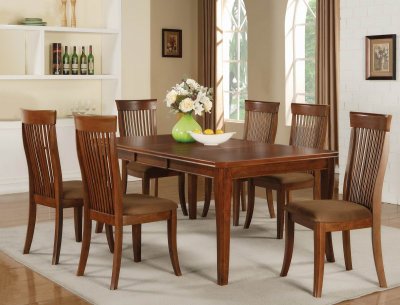 Brown Finish Modern 5 Pc Dining Set w/Optional Chairs