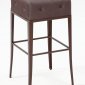 Brown Leatherette Set of 2 Backless Barstools w/Stitched Seat