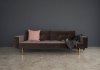 Splitback Sofa Bed in Gray w/Arms & Brass Legs by Innovation