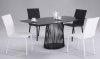 Black Glass Top & Metal Mesh Base Modern 5Pc Dining Set