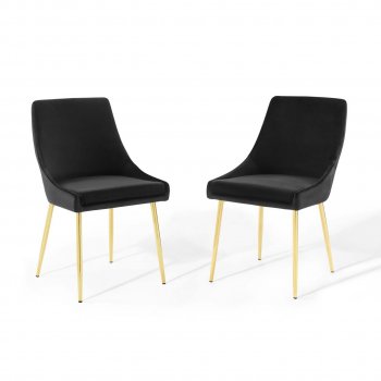 Viscount Dining Chair 3808 Set of 2 in Black Velvet by Modway [MWDC-3808 Viscount Black]