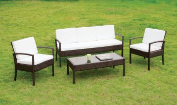 Makenna Outdoor Patio CM-OS2119 4Pc Set in White & Espresso [FAOUT-CM-OS2119-Makenna]