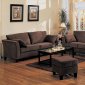 Chocolate Velvet Fabric Retro Style Living Room w/Flared Arms