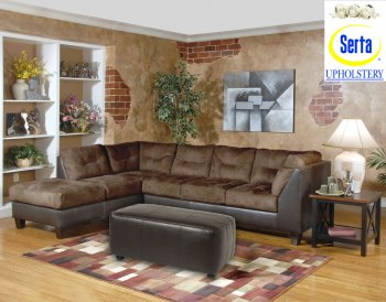 Chocolate Fabric Modern Sectional Sofa w/Optional Ottoman [CHFSS-SU-6255011-Serta Laura]