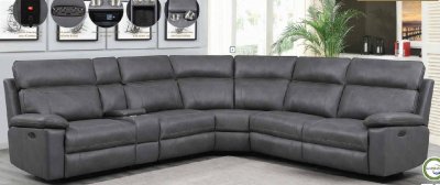 Albany Power Sectional Sofa 603270 in Grey Leatherette - Coaster