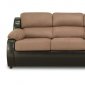 Espresso Microfiber Sofa & Loveseat Set w/Dark Faux Leather Base