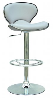 White & Chrome Finish Set of 2 Swivel Barstools w/Metal Footrest