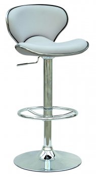 White & Chrome Finish Set of 2 Swivel Barstools w/Metal Footrest [CYBA-0364-AS-WHITE]