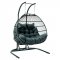 Folding Wicker Double Seater Egg Swing Chair ESCF52CH LeisureMod