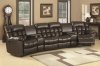 Brown Bonded Leather Modern Reclining Sectional Sofa