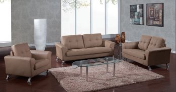 Camel Bonded Leather Modern Sofa & Loveseat Set w/Metal Legs [GFS-2218-Camel]