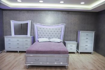 Tesla Bedroom Set 5Pc in Gray by FDF [FDBS-Tesla Gray]