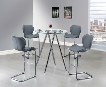 D1503BT Dining 5Pc Set by Global w/Glass Top & Grey Chairs [GFDS-D1503BT-D1446BS-GR]