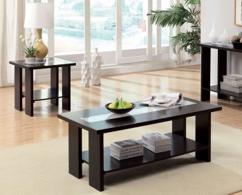 Luminar II Coffee & 2 End Table Set CM4559 in Espresso w/Options [FACT-CM4559-Luminar II]