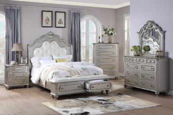 F9557 Storage Bed in Silver & White by Poundex w/Options [PXBS-F9557]