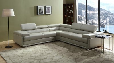 Zenith Sectional Sofa in Tan Leatherette w/Adjustable Headrests