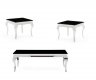 T858 Coffee Table & 2 End Tables Set by Global in Chrome & Black