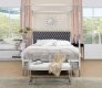 Raegan Bed 22660 in Chrome & Patterned Fabric by Acme