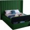 Kiki Upholstered Bed in Green Velvet Fabric by Meridian