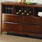 Walnut Finish Elegant Contemporary Server w/Wine Rack