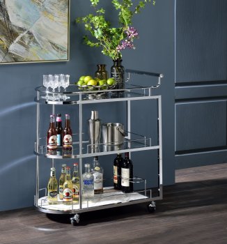 Inyo Serving Cart AC00161 in Clear Glass & Chrome by Acme [AMSC-AC00161 Inyo]