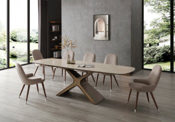 9368 Dining Table Taupe by ESF w/Optional 1287 Beige Chairs [EFDS-9368-Taupe 1287-Beige]