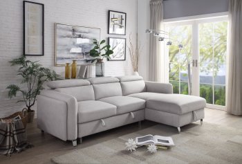 Reyes Sectional Sofa 56040 in Beige Nubuck by Acme [AMSS-56040 Reyes]