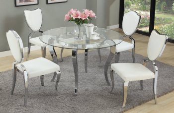 Letty 5Pc Dining Set by Chintaly w/Glass Top & Lacey Chairs [CYDS-Letty-Lacey]