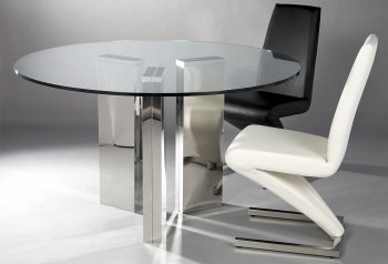 Round Tempered Glass Top Modern Dining Table w/Optional Chairs [CYDS-SABRINA-RND-DT]