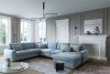 Karato Sectional Sofa in Blue Fabric by ESF w/ Bed & Storage