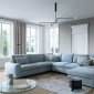 Karato Sectional Sofa in Blue Fabric by ESF w/ Bed & Storage