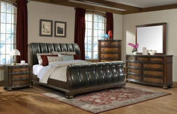 Palmer Bedroom LM600 in Chestnut w/Upholstered Bed by Elements [SFELBS-LM600QB-Palmer]