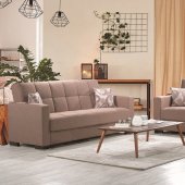 Armada-20 2pc Sofa Bed & Loveseat Set in Brown Fabric - Casamode