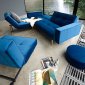 Splitback Sofa Bed in Blue w/Arms & Brass Legs by Innovation