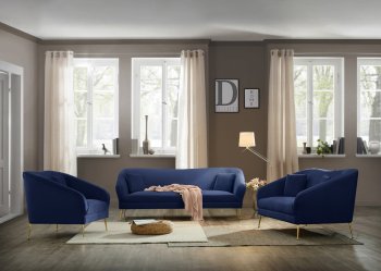 Hermosa Sofa 658 in Navy Velvet Fabric by Meridian w/Options [MRS-658 Hermosa Navy]