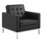 Loft Sofa in Black Faux Leather by Modway w/Options