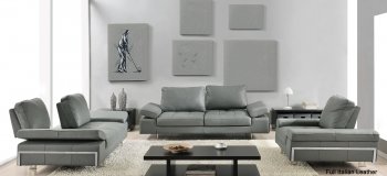 GIA Sofa in Grey Leather by At Home USA w/Options [AHUS-GIA Grey]