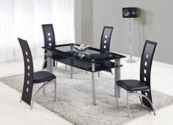 D1058DT Dining Set 5Pc in Black by Global Furniture USA [GFDS-D1058DT-D1058DC]