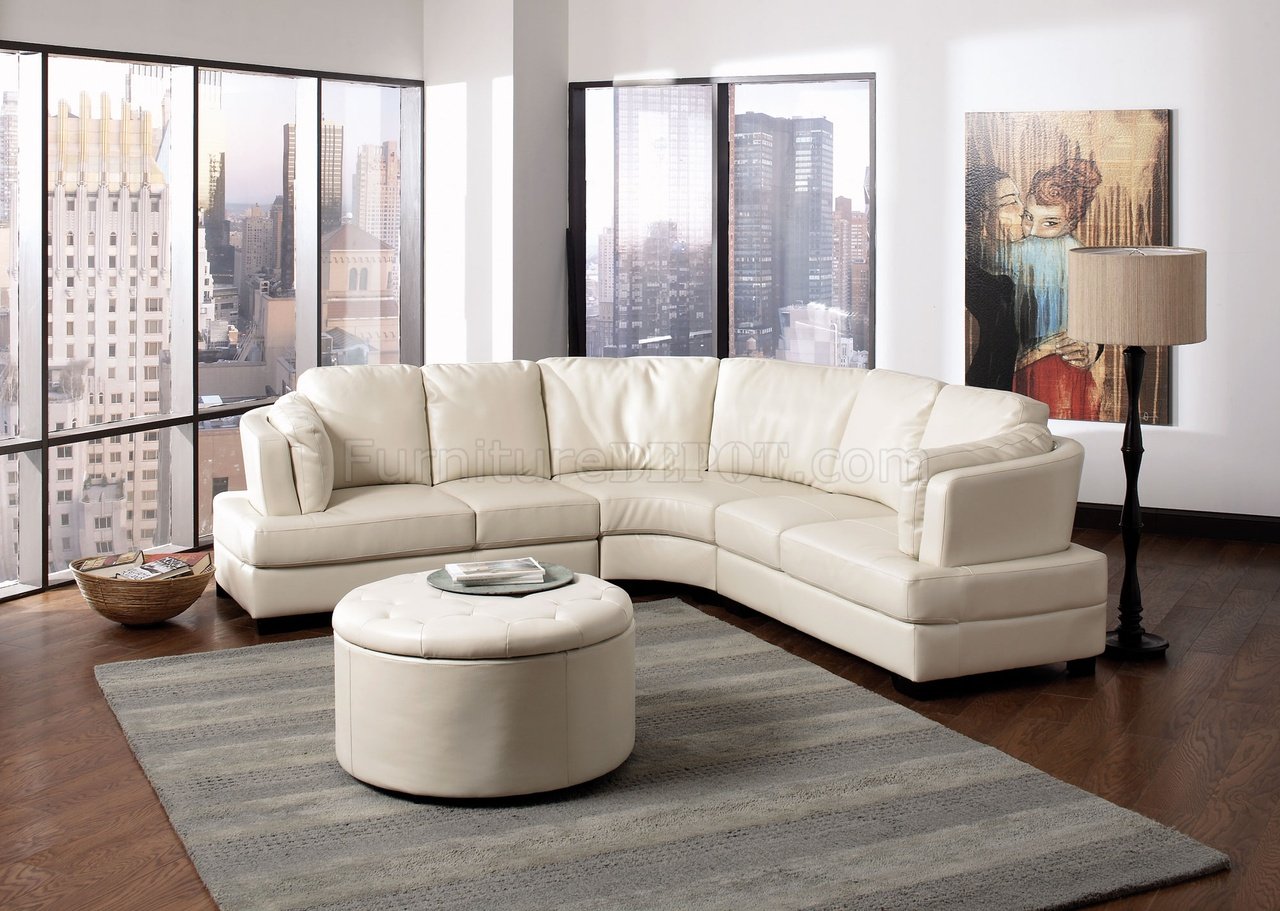 cream colored leather sectional sofa