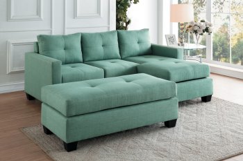 Phelps Sectional Sofa & Ottoman 9789TL in Teal by Homelegance [HESS-9789TL-Phelps]