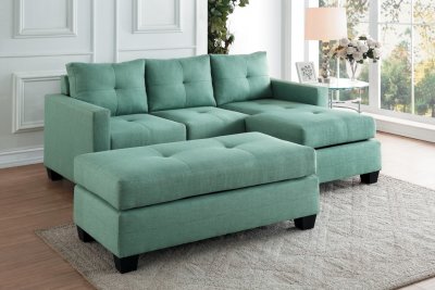 Phelps Sectional Sofa & Ottoman 9789TL in Teal by Homelegance