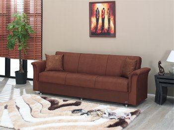 Brown Fabric Modern Sofa Bed Convertible w/Storage Space [MYSB-Columbus]