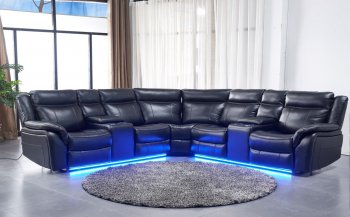 FD412 Power Motion Sectional Sofa in Black PU Leather by FDF [FDSS-FD412 Black]