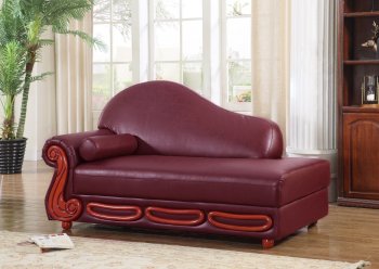 Bella Chaise 632 in Burgundy Bonded Leather by Meridian [MRCL-632BURG Bella]